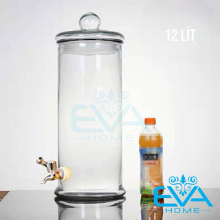 Bình Ngâm Thủy Tinh 12 Lít Có Van Dáng Trụ Thân Trơn – TT12LV