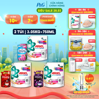 Combo 2 Gồm Nước Giặt ARIEL Cửa Trước Hương Nắng Sớm 3.2kg/3.5kg Và Nước Xả DOWNY 750ML/800ML Đam Mê/Huyền Bí/Nắng Mai