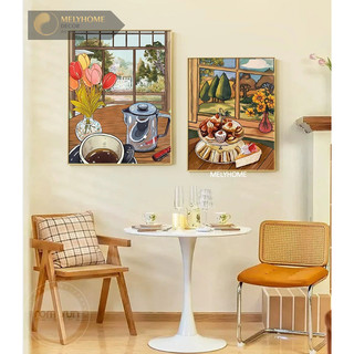 Tranh Đơn Dọc Treo Tường Canvas Quán Cafe Dễ Thương Hoạt Hình Bánh Ngọt Decor Phòng Khách Bàn Ăn Quán Cafe Trà Sửa DECOR