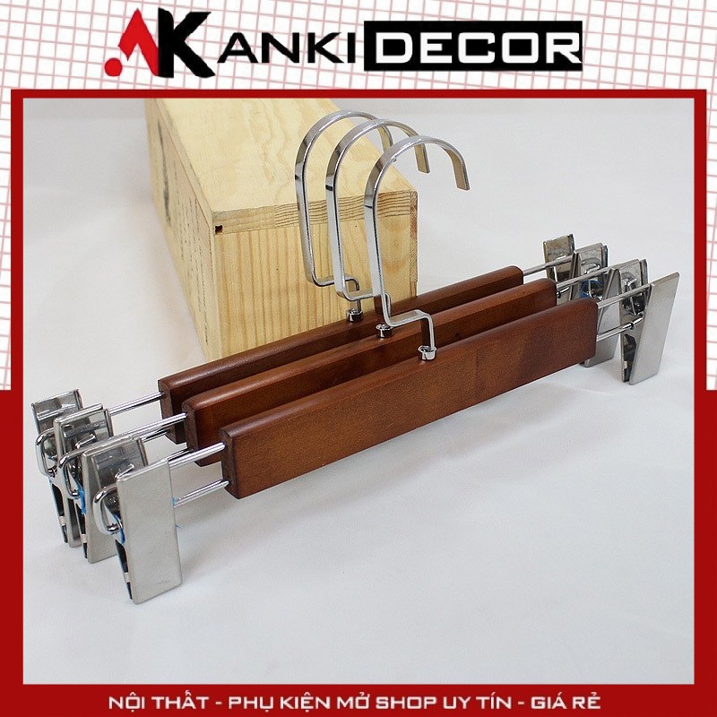 COMBO 50 Kẹp quần gỗ người lớn, kẹp treo quần áo gỗ, móc kẹp treo quần áo người lớn Anki decor