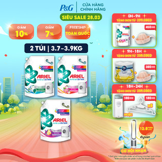 Combo 2 Túi Nước giặt ARIEL Cửa Trước Sạch Khuẩn Với Hương Nắng Sớm 3.9KG/ Sen Nhài 3.7 Kg/ Hoa Oải Hương 3.7 Kg