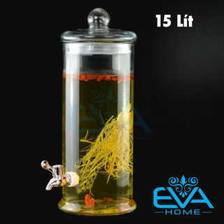 Bình Ngâm Thủy Tinh 15 Lít Có Van Dáng Trụ Thân Trơn – TT15LV