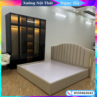 Giường bọc nệm giá xưởng free ship Hà Nội