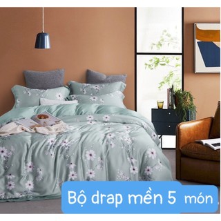 Bộ drap có mền lụa tencel vải nhập hàn quốc đỉnh cao mát , mềm mại 5 món