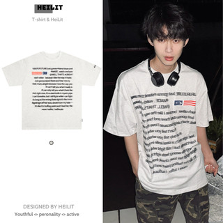 Áo Thun Nam Họa Tiết Nhiều Chữ HeiLit Phông Tay Lỡ Chất Vải Cotton Co giãn Chuẩn Form Unisex