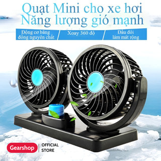Quạt đôi ô tô xoay 360 độ giá rẻ sopmedia quạt gió mạnh dành cho các loại xe ô tô, xe tải, quạt 5v/12v/24v