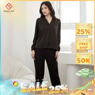 Áo cổ V tay dài Han Quốc - Phong Cách SAIGON