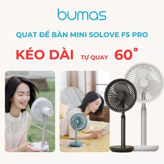 Quạt Để Bàn Tích Điện Xiaomi Solove F5 - Hoạt Động Liên Tục 12H Điều Chỉnh 3 Chế Độ Gió, Dung Lượng Pin 4000mAh
