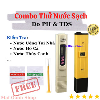 Combo 2 Bút Thử Kiểm Tra Nước Sạch Tại Nhà - Đo PH và PPM Cho Nước Uống, Nước Sinh Hoạt, Nuôi Thủy Sinh, Bể Cá Cảnh