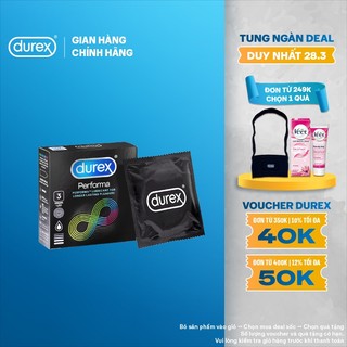 Bao cao su Durex Performa kéo dài thời gian, size 52mm, 3 bao/hộp)
