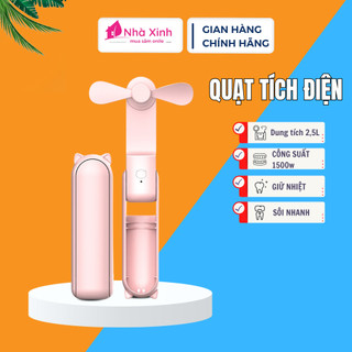 Quạt mini cầm tay, quạt tích điện gấp gọn mini hình gấu có đầu cắm USB pin 2000/1000MAH sử dụng 8 - 12h cực tiện _QMN08