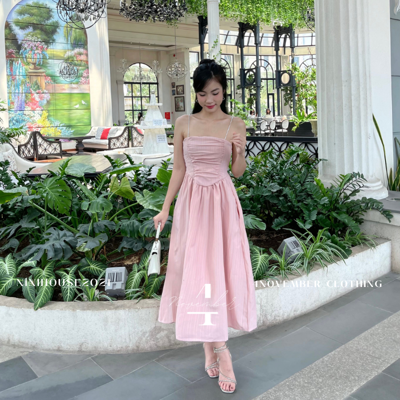Đầm 2 dây maxi chất dũi gân dáng dài tiểu thư D26