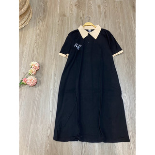 Váy thun cotton cổ đức thêu chữ 40-65kg có sẵn