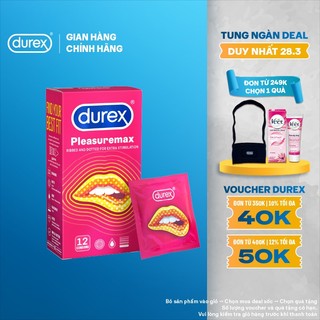 Bao cao su Durex Pleasuremax gân gai, size 56mm, 12 bao/hộp