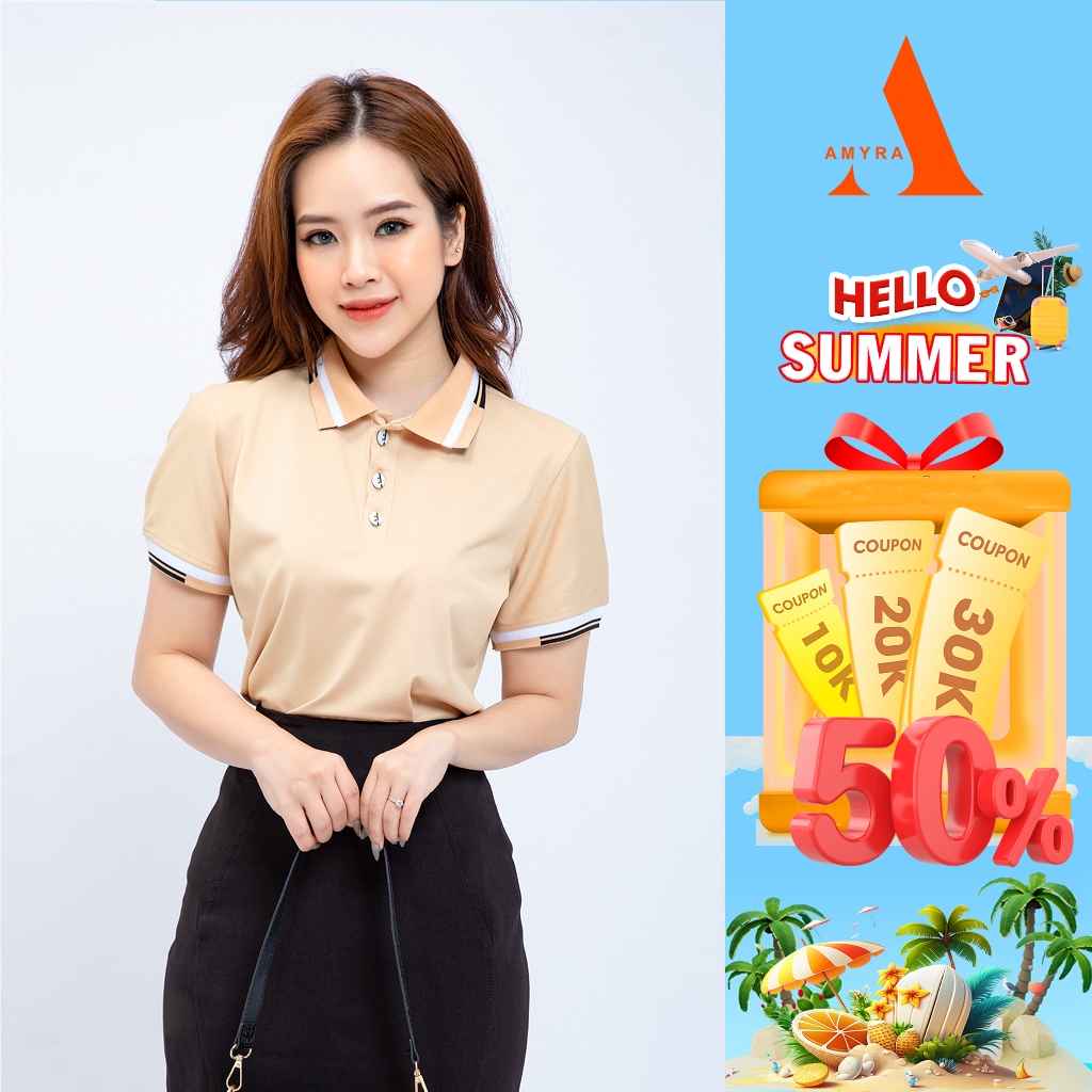 Áo Thun Polo Nữ Có Cổ Trẻ Trung Amyra, Phông Rộng Tay Ngắn Năng Động Phù Hợp Đi Chơi, Đi Học, Đi Làm Thấm Hút Tốt At031