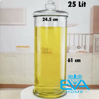 Bình Ngâm Thủy Tinh 25 Lít Dáng Trụ Thân Trơn – TT25L