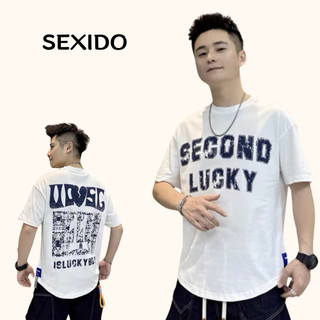Áo thun second lucky tay lỡ unisex cotton vải cotton 2 chiều from rộng thoáng mát sexido_t033