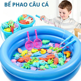 Đồ Chơi Câu Cá Cho Bé 42 Chi Tiết Cá Có Gắn Nam Châm, Bể Phao 2 Tầng Kèm Bơm Giúp Bé Vui Chơi Thỏa Thích