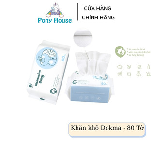 Giấy Khô/ Khăn Vải Khô Đa Năng Dokma Mềm Mại An Toàn CHo Bé Sơ Sinh Gói 80 Tờ Tiện Lợi