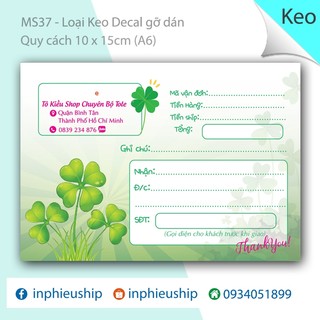 Phiếu ship hàng có keo MS37