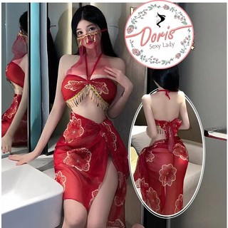  Cosplay cổ trang Trung Hoa, váy ngủ voan nữ kèm váy choàng, khăn che mặt quyến rũ CP075