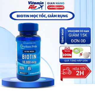 Viên uống giúp mọc tóc, giảm rụng tóc Puritan's Pride Ultra Mega Biotin 10000 mcg 100 viên của Mỹ