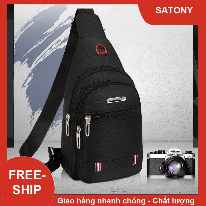 Túi đeo nam nhiều ngăn đa năng đeo ngực lưng vai rộng đựng điện thoại ipad dù nước chống thấm nước giá rẻ SATONY
