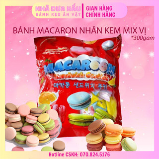 [BAO BÌ MỚI] Bánh macaron kem mix đủ vị sắc màu trái cây Merci Food Hongkong gói 300g