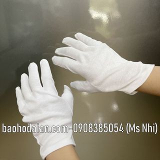 Combo 10 đôi găng tay vải cotton trắng dùng kiểm trả hàng hóa, trang sức