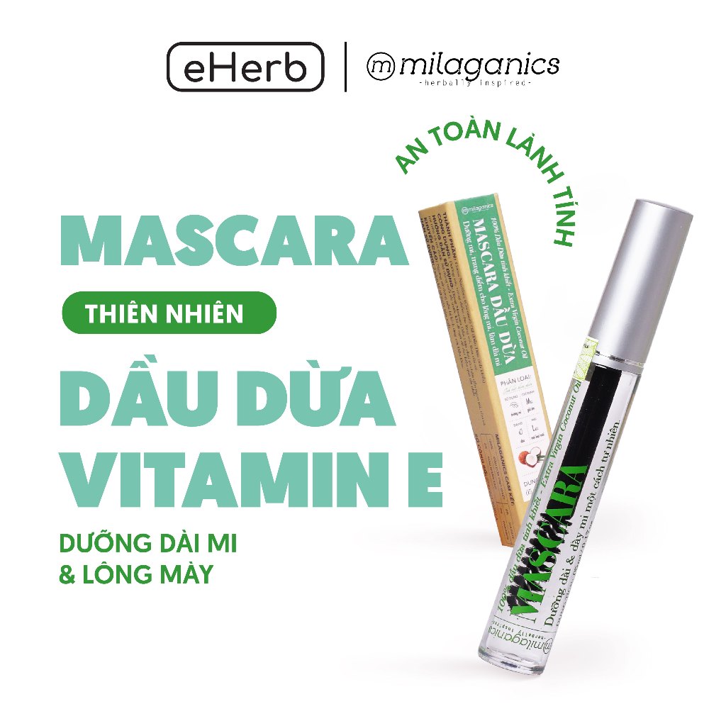 Mascara dầu dừa dưỡng mi - chuốt mi dầu dừa nguyên chất giúp mi mọc dày & dài hơn MILAGANICS 5ml (tuýp)