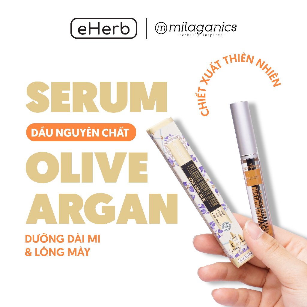 Serum dưỡng mi từ dầu nguyên chất (dừa, olive, argan) hiệu quả rõ rệt sau 3 tuần MILAGANICS 5ml (tuýp)