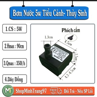 Bơm chìm mini 5w tiểu cảnh, bể cá,bơm quạt hơi nước dây đồng 100%