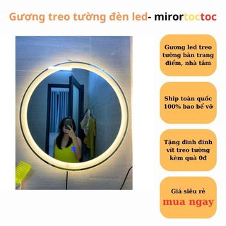 Gương trang điểm có đèn, Gương tròn treo tường nhà tăm size tròn 40cm giá siêu rẻ kèm quà tặng