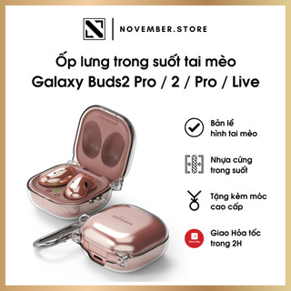 Ốp case cho Galaxy Galaxy Buds2 Pro / Buds 2 / Buds FE / Buds Pro / Buds Live hình tai mèo cao cấp - Tặng kèm móc treo