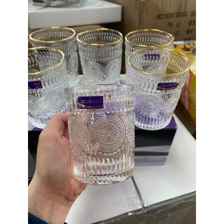 Bộ 6 cốc thủy tinh pha lê viền vàng 350ml cao cấp