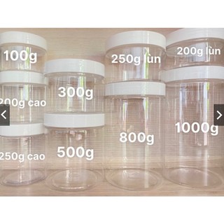 hủ đựng kem body pét trong (100g 200g 250gr 300gr 500gr 600gr 1kg)phi 67 vs phi 8,9