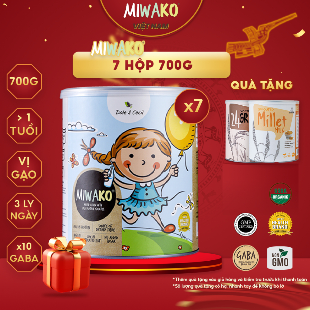 Sữa Công Thức Hạt Thực Vật Hữu Cơ Miwako Vị Gạo 700gr x 7 Hộp (4.9kg) - Miwako Việt Nam