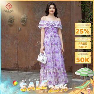 Đầm maxi bèo phối ren 2in1 SD1444 - Phong Cách SAIGON