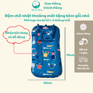 Đệm cho bé thông minh siêu mát siêu êm chính hãng monmon tặng kèm vòng dâu tằm