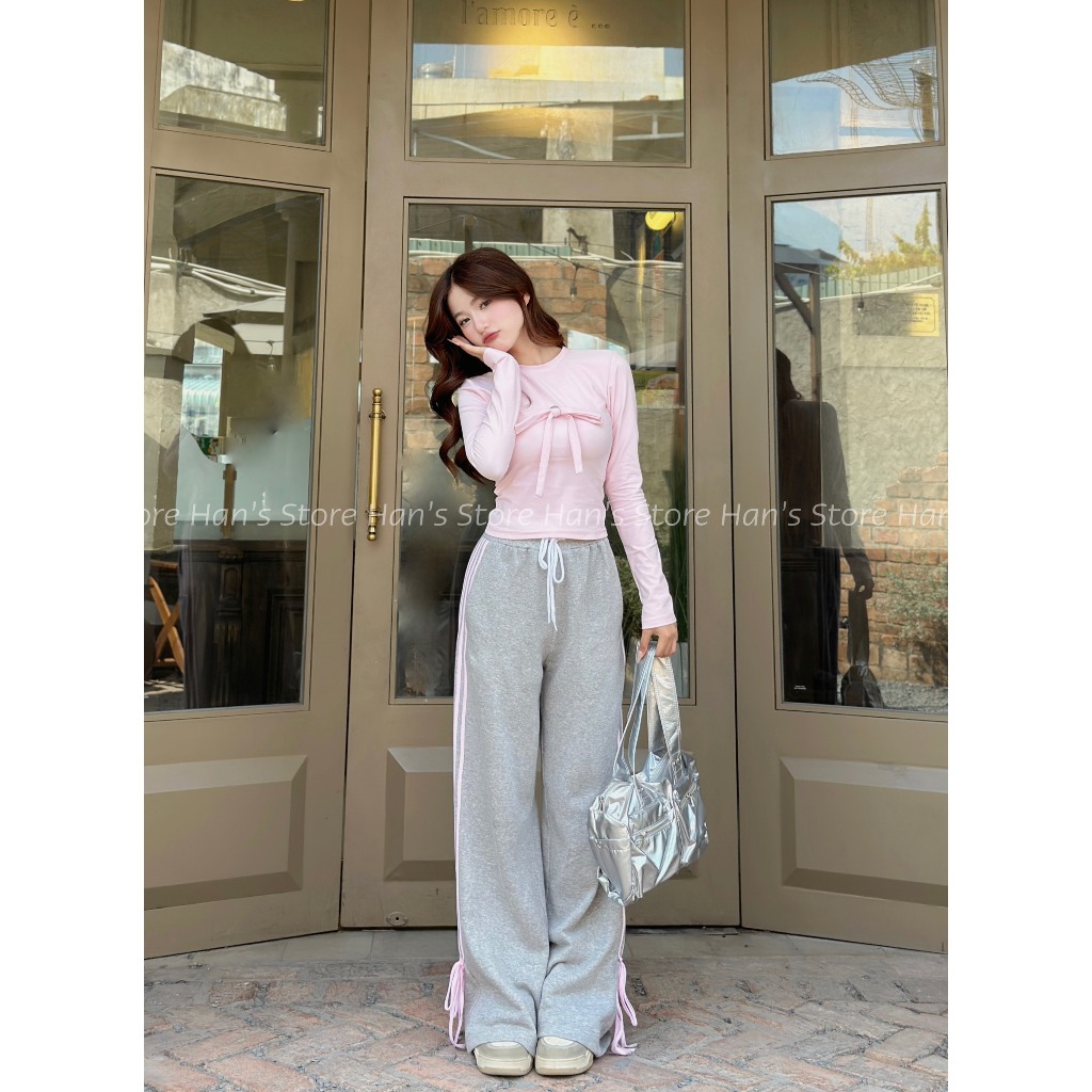 SET QUẦN THUN NƠ PHỐI ÁO THUN MÙA HÈ TẶNG KÈM TAG NƠ(ẢNH THẬT)