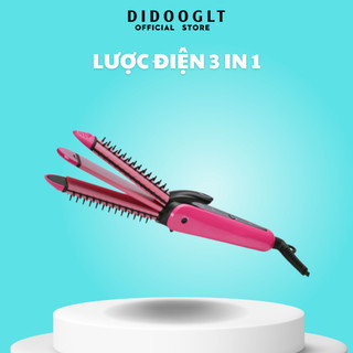 Lược điện  3 trong 1 sản phẩm, vừa làm xoăn, vừa là tóc, vừa dập xù tiện lợi - Didooglt