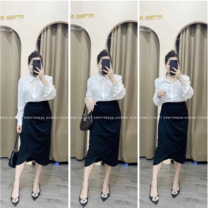 Chân váy công sở xoắn eo