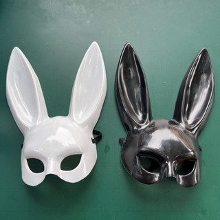 Mặt nạ thỏ Bunny đen trắng tai dài loại bóng sexy hóa trang Halloween cho cả nam và nữ