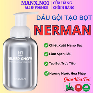 Dầu gội nam giới Nerman tạo bọt Nano bạc Silver Snow chính hãng - Hương nước hoa cao cấp 350G - Hàng Chính Hãng