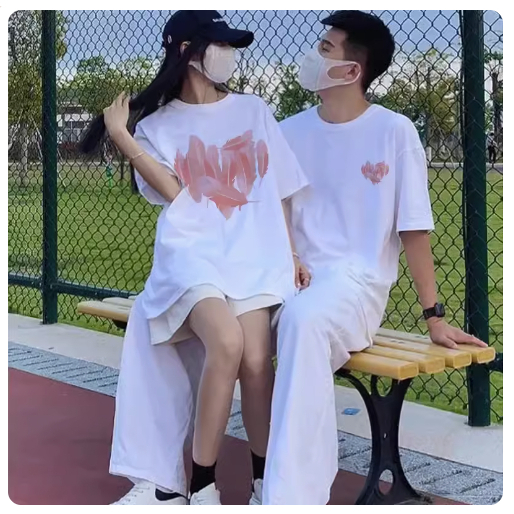 🔥Áo Đôi🔥Áo Thun Đôi Nam Nữ Mặc Cùng Người Yêu, Cặp Áo Phông Đôi Chất Liệu Cotton In Trái Tim Lông Vũ 5D HOT 2024