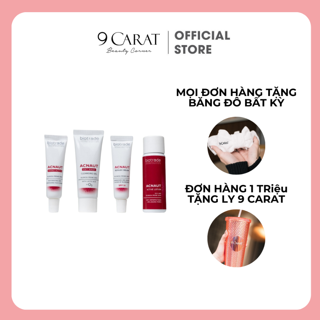 Set trị mụn Biotrade 4 món (Kem dưỡng đêm Hydro Active Cream, Sữa rửa mặt Oxy Wash, Kem dưỡng ngày Repair Cream, Lotion)