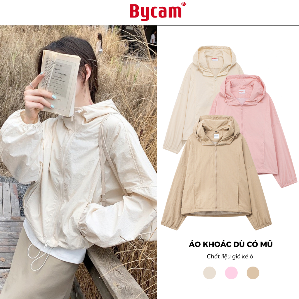 Áo Khoác Dù Chắn Gió 𝑩𝒚𝒄𝒂𝒎𝒄𝒂𝒎 Nhiều Màu Mũ Dây Rút Chống Nắng Hàn Quốc AKHD007 | BigBuy360 - bigbuy360.vn