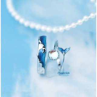 Nhẫn bạc Nàng Tiên Cá - Bạc 925 cặp đôi - Tặng setbox quà tặng - Mẩu chuyện tình của tôi - Freesize