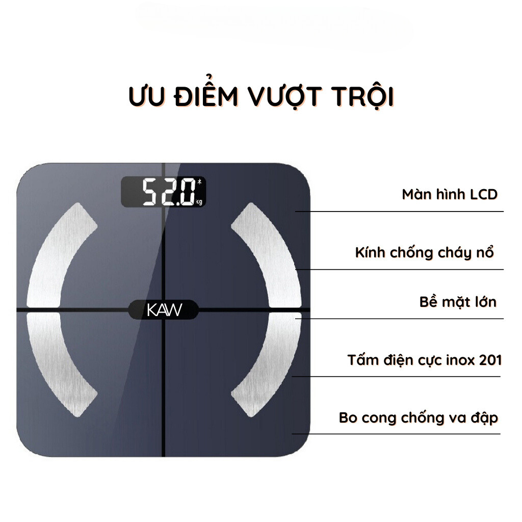 Cân Điện Tử Sức Khỏe KAW, Phân Tích Chỉ Số Cơ Thể