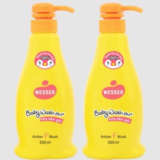 Combo 2 chai Sữa tắm gội Wesser Bubble hổ phách xạ hương 500ml M066